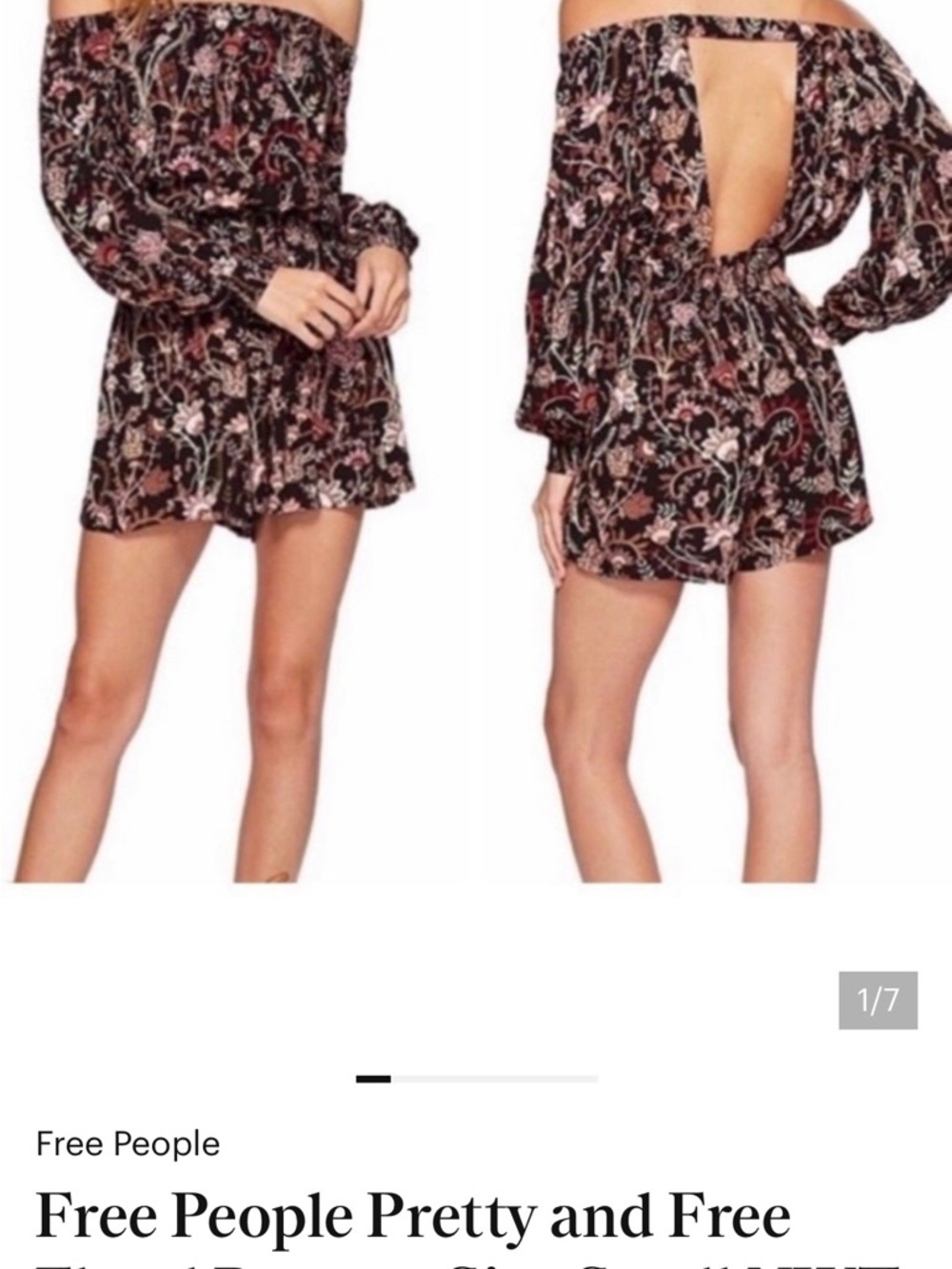 Free People Black Floral Off-Shoulder Mini Dress